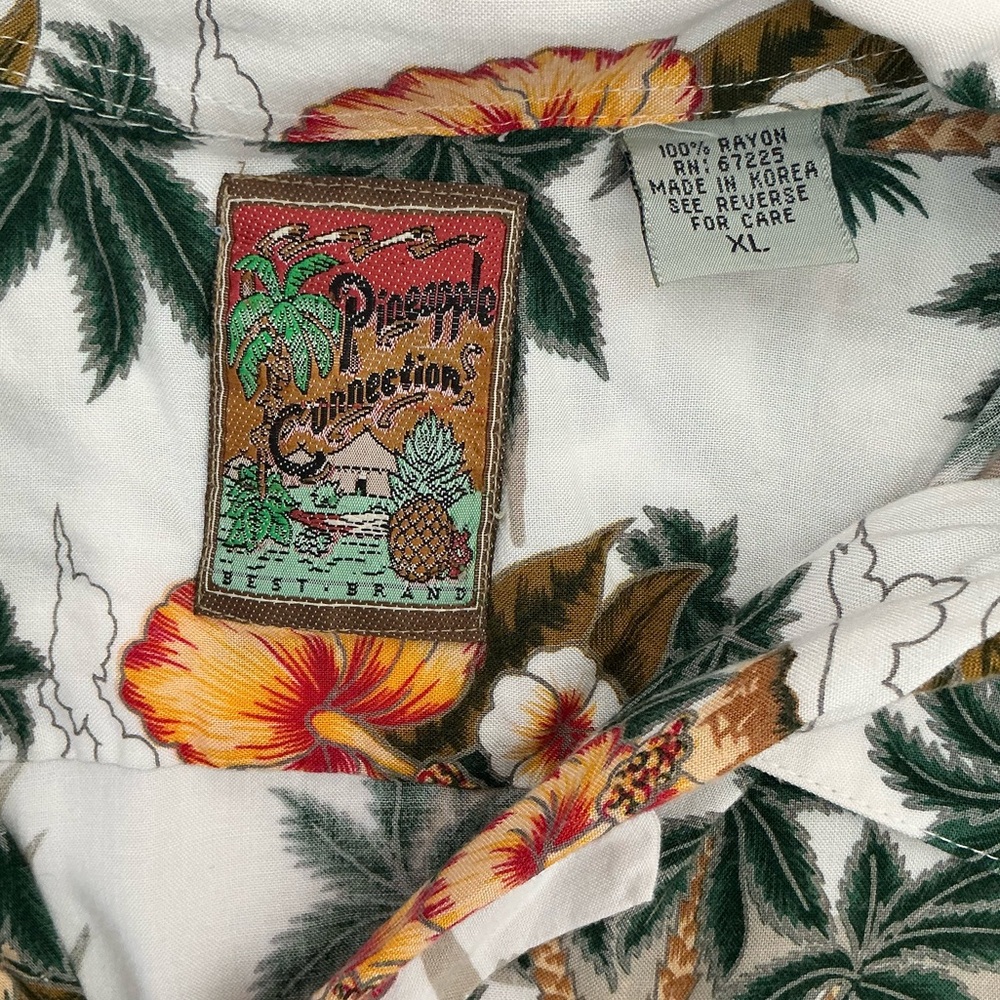 Vintage Hawaiian Pineapple Connection Mens Shirt Rayon Beach Shirt Button Up XL - Picture 4 of 14